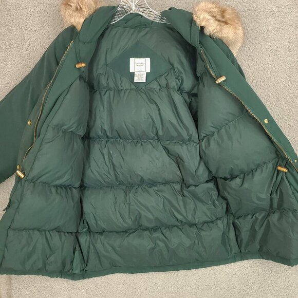 Boundary Waters Jacket Womens Small Green Down Faux Fur Parka Hooded Full Zip - Picture 10 of 14